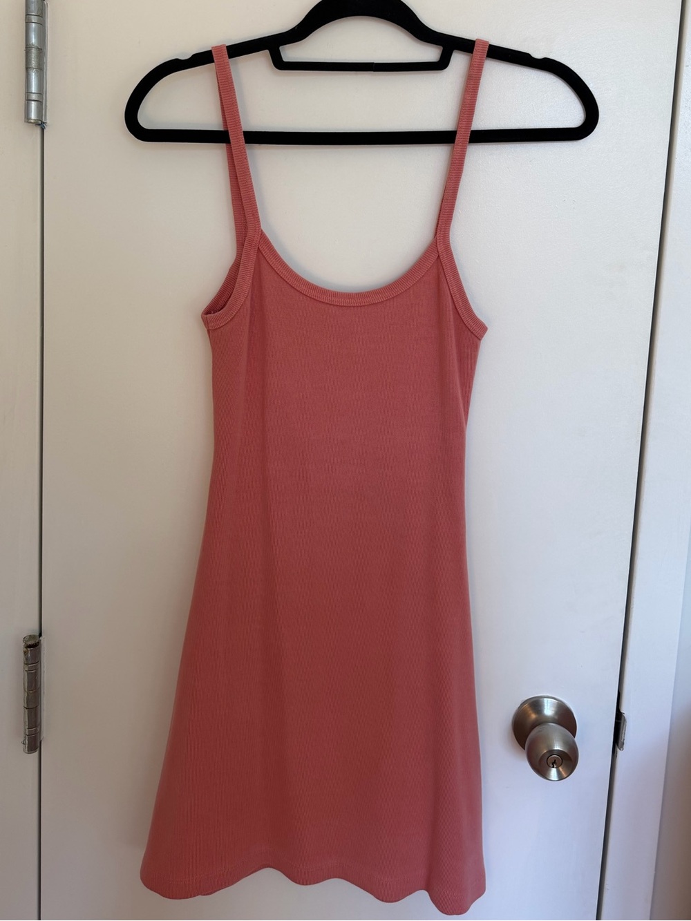 Los Angeles Apparel Ribbed Mini Dress in Dusty Rose